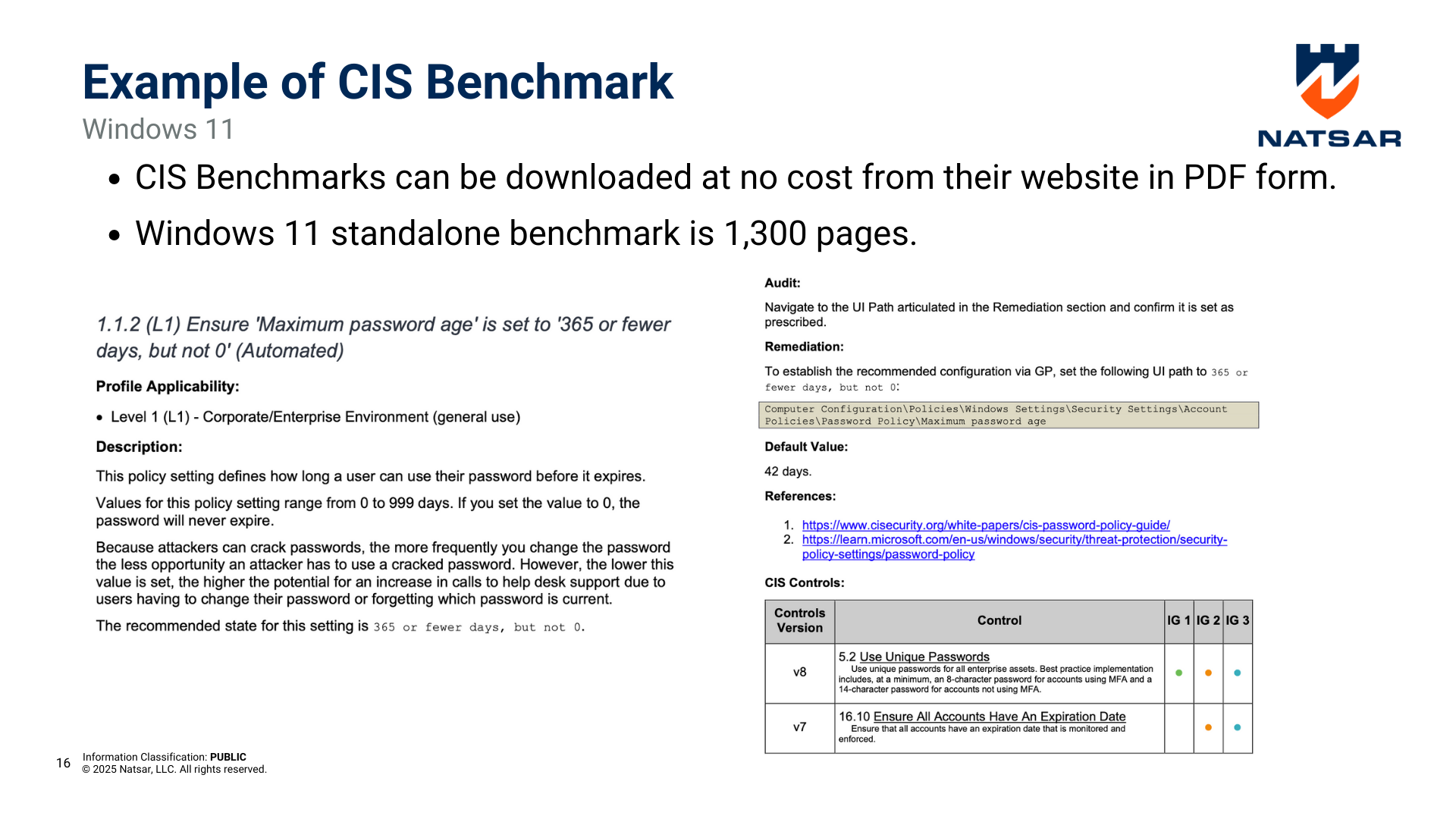 Screenshot of CIS benchmark page